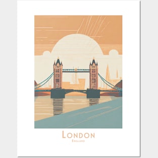 Vintage Sunset Over Tower Bridge - London Cityscape Art Posters and Art